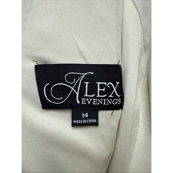 Alex Evenings Womens Size 14 Cream Gold Sequin Embellished Cocktail Formal Dress - Picture 10 of 12